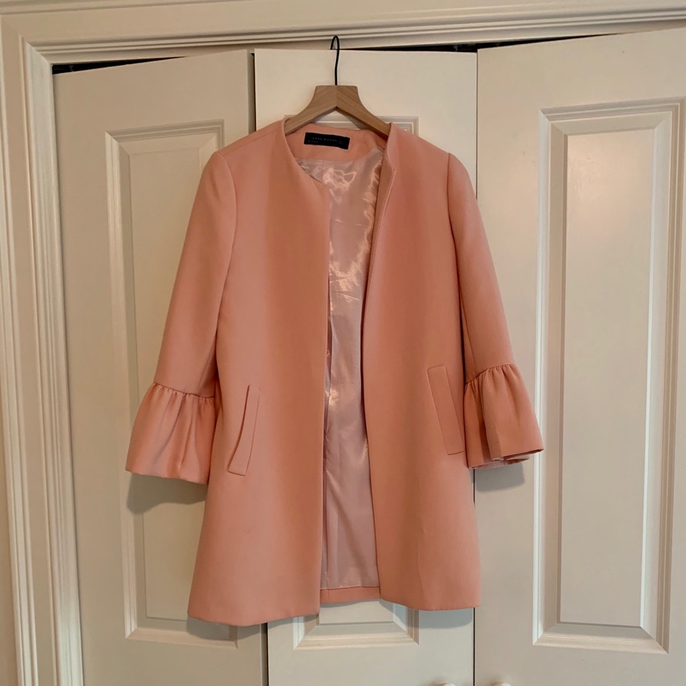 Zara Women’s Pink Bell Sleeve Coat